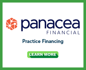Panacea logo in a green box that indicates they are an ADA-PDA partner for practice financing